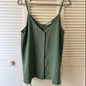 Green Strappy Tank Top with Buttons size L